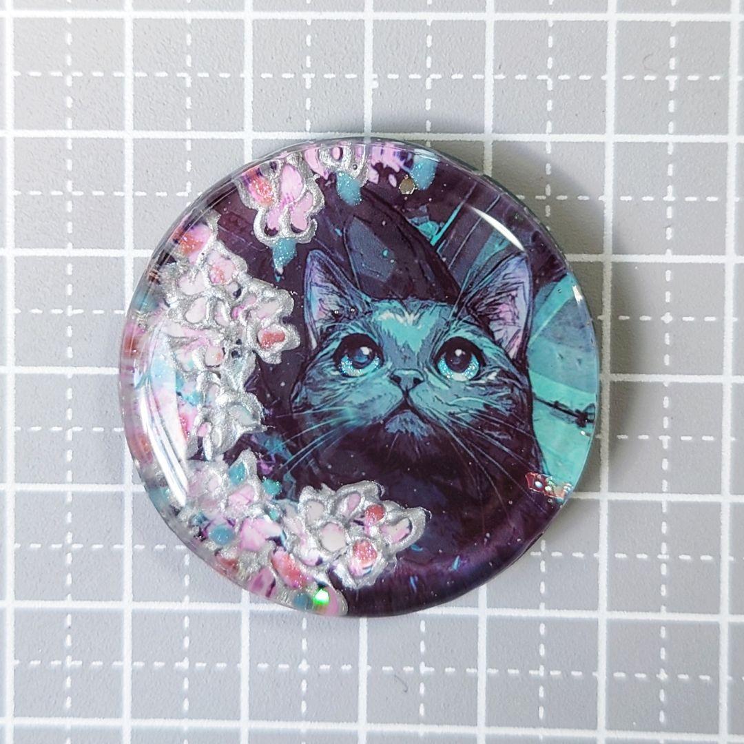 レジン　猫　ヘアゴム　ブローチ　ポニーフック　No.416