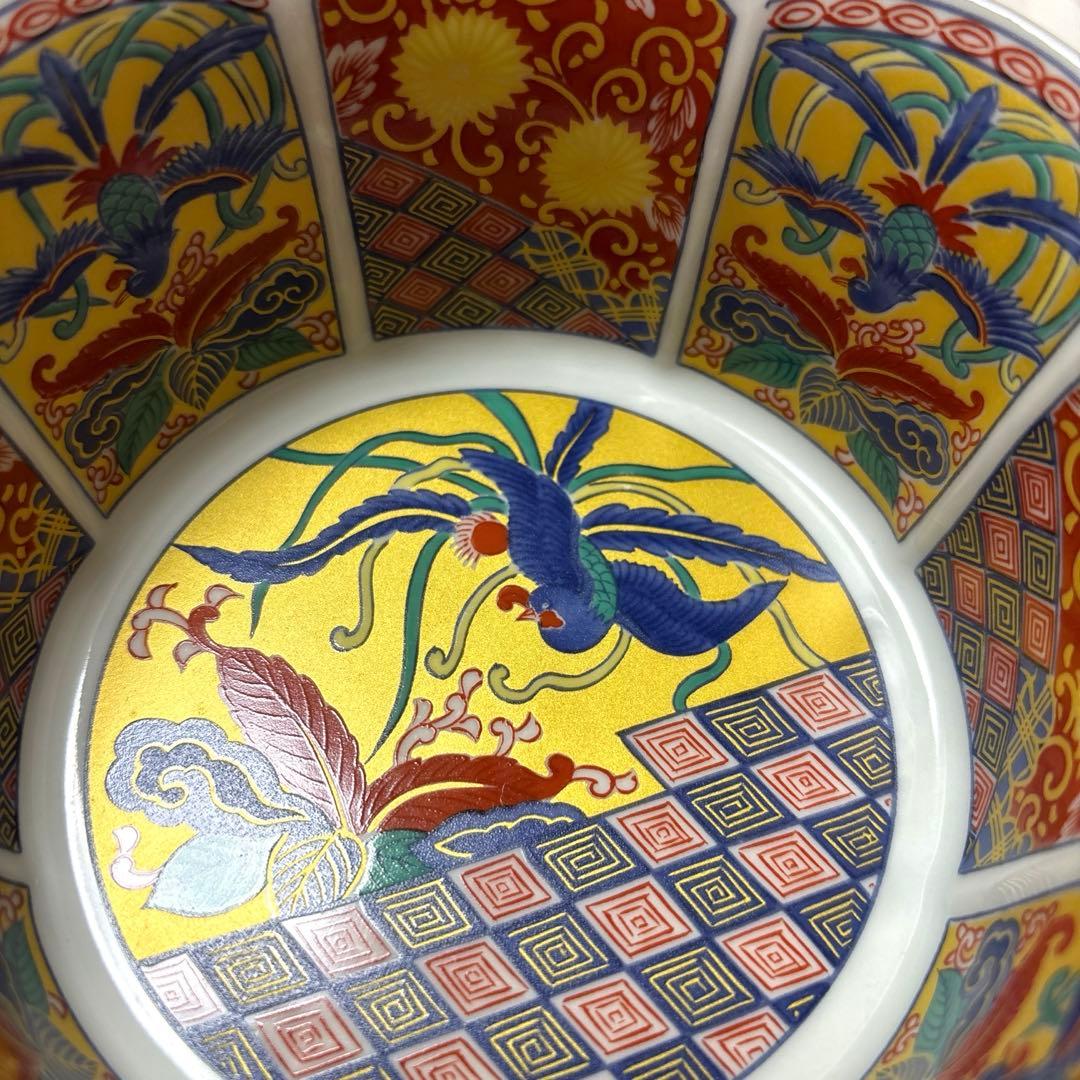 古伊万里様式　鳳凰図　輪花向付　4客　豪華絢爛　小鉢　金襴手鳳凰図　未使用