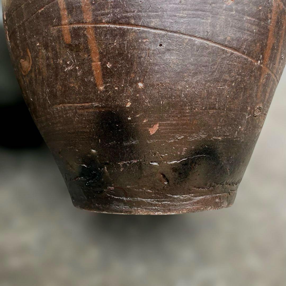 【時代物】大型 飾り壺 常滑焼風 茶褐釉 睡蓮鉢 メダカ鉢 高さ48cm 骨董