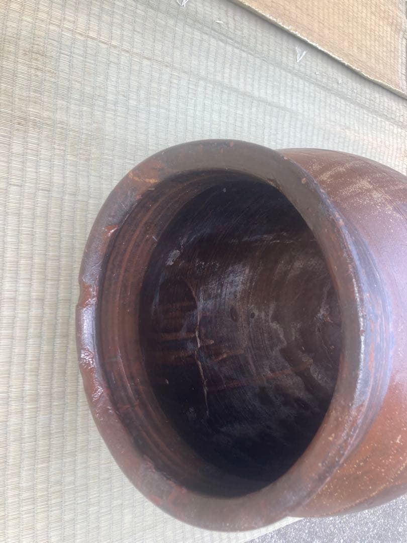 【時代物】大型 飾り壺 常滑焼風 茶褐釉 睡蓮鉢 メダカ鉢 高さ48cm 骨董