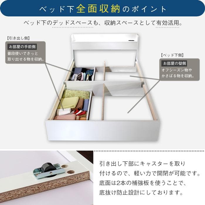 【R】セミダブル　マットレスなし【収納あり】 送料込み！【ライトグレー】