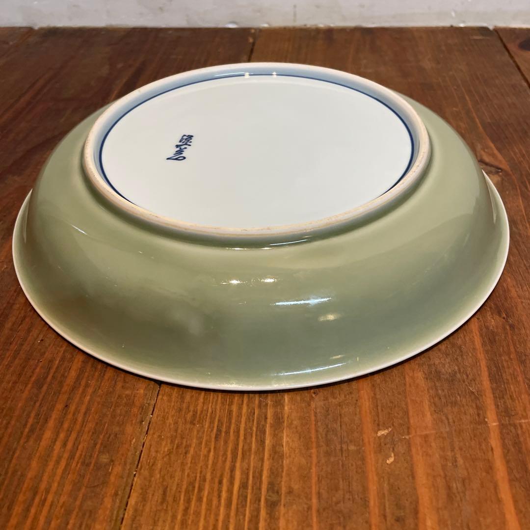 美品　有田焼　源右衛門窯　青磁木の葉文　盛り皿　ティファニーコラボ