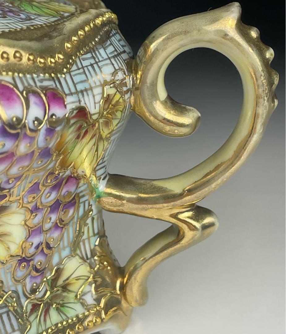 【訳あり】オールドノリタケ 約２４cm 葡萄紋 ビスケットジャー メープルリーフ