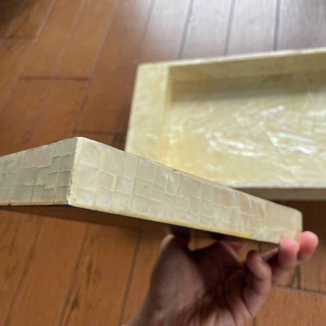ベトナム製・シェルのお盆と小物入れのセット・USED・未使用品