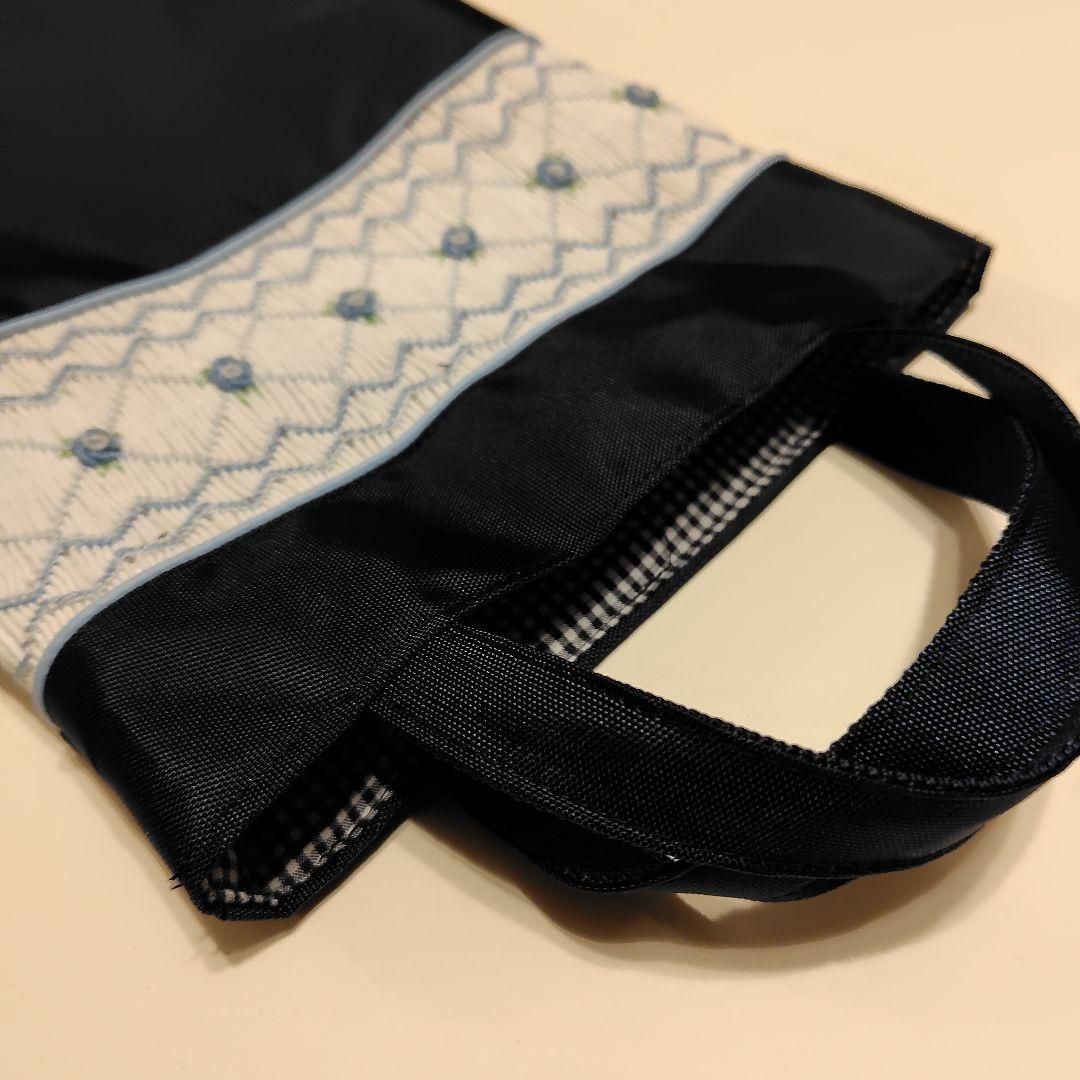 sale撥水ナイロンオックスのレッスンバッグと靴袋のセット　白帯×ブルーローズ