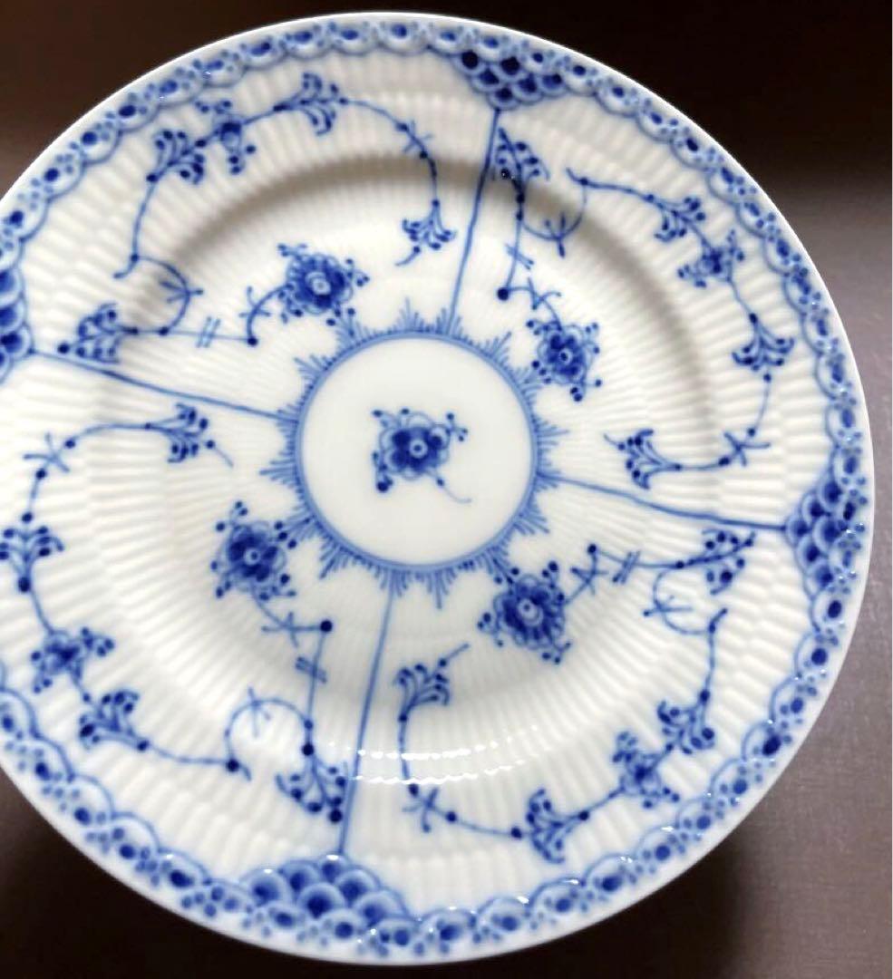 ロイヤルコペンハーゲンブルーフルーテッドハーフレースプレート17cmA未使用美品