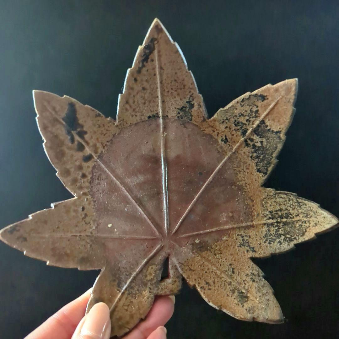 骨董品　陶芸　茶道具　備前焼　藤原陶臣　向付　料亭　割烹　紅葉銘々皿　葉皿　5枚