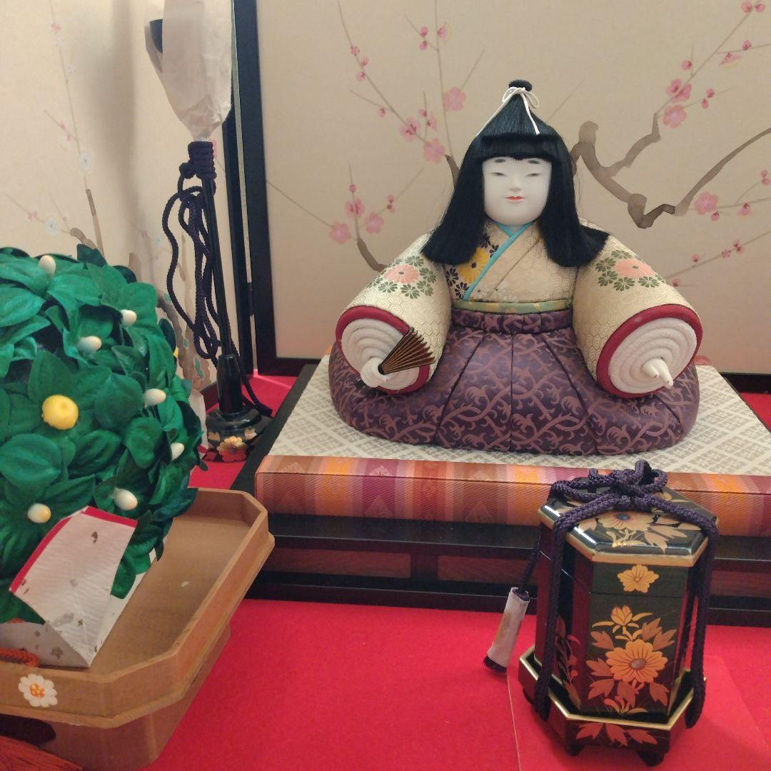 初代　原米州 作　木目込　雛人形一式　(無形文化財技術保存　古典巻袖雛)