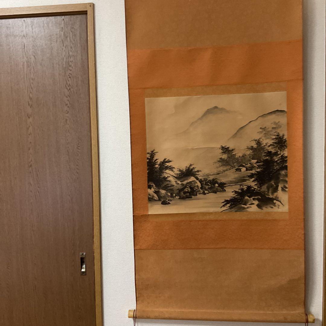 絹本水墨山水図 落款印譜在 作者不詳