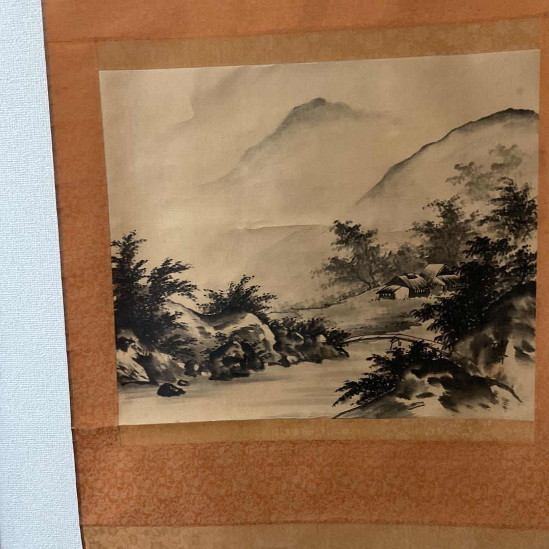 絹本水墨山水図 落款印譜在 作者不詳