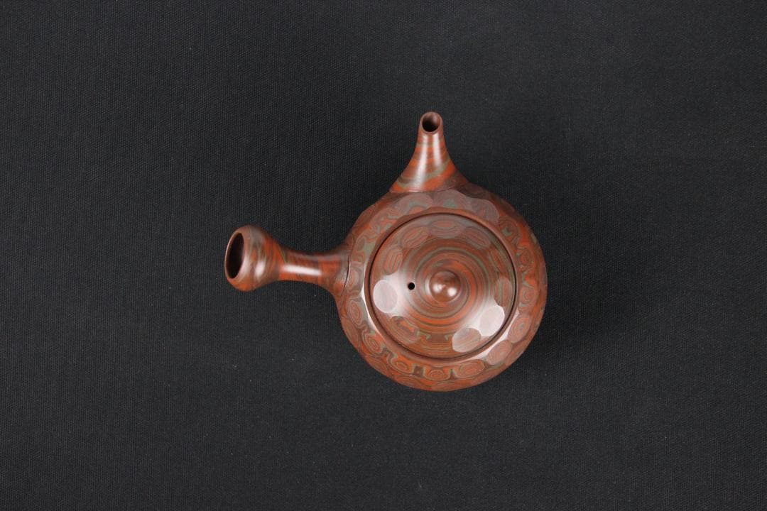 常滑焼 練上 圭洋造 急須 桑山圭洋 共箱 　煎茶道具 ED11-11