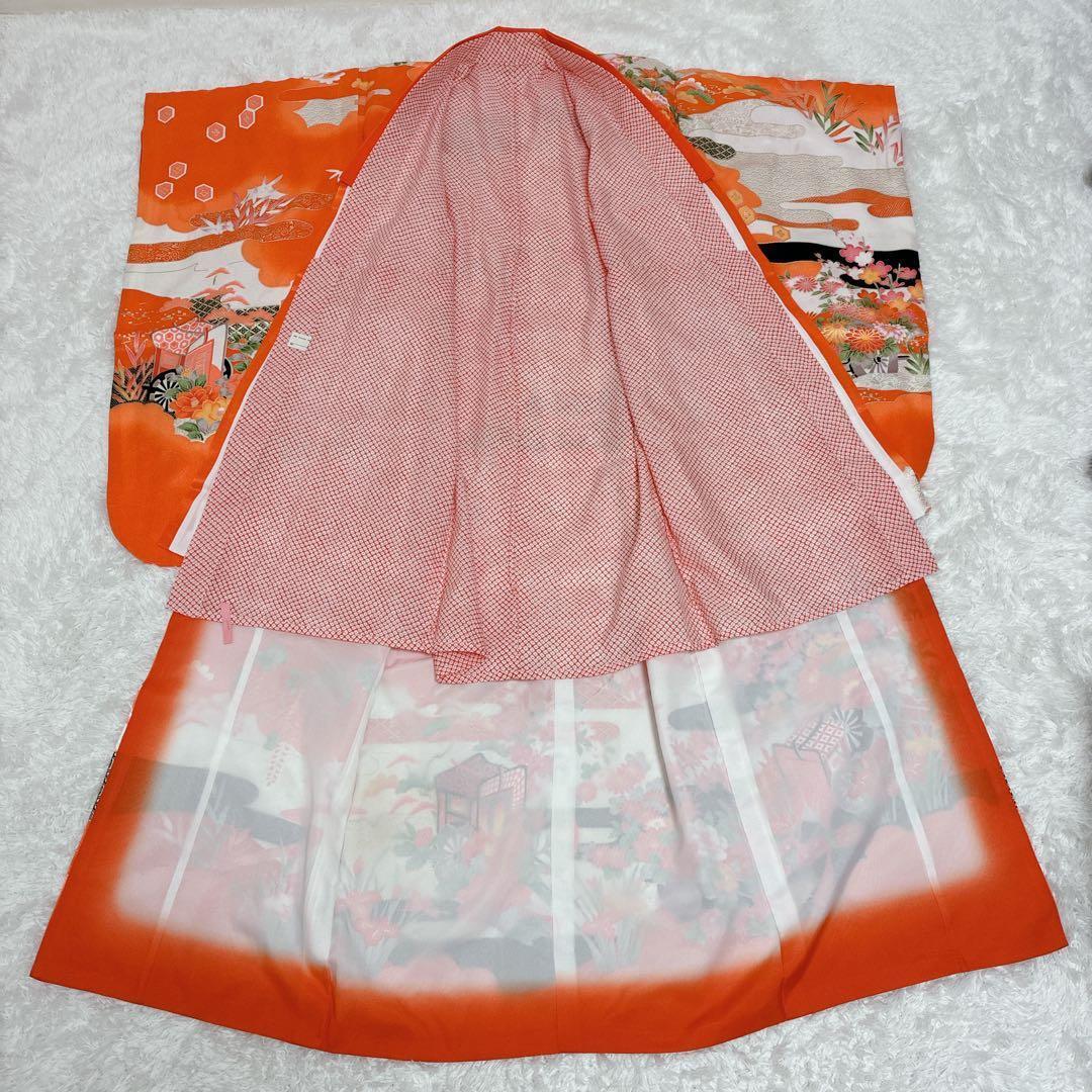 七五三 女の子 着物 セット 7歳用 花柄 はこせこ 草履 帯　バッグ　浴衣
