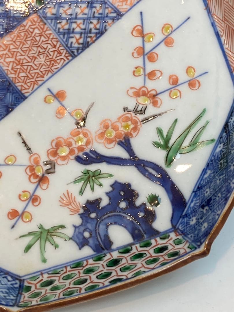 須田青華 作 色絵祥瑞八角皿 共箱 直径22cm 懐石料理 日本料理