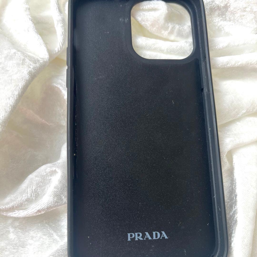 PRADAサフィアーノレザーiPhoneケースネイビー三角ロゴカードポケット付き