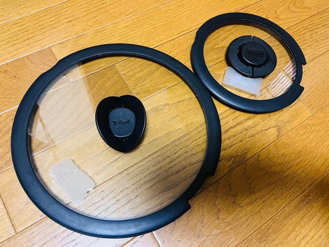 【T-fal】フライパン2つ、ガラス蓋2つ、鍋1つ、取手、シールリッド7点セット