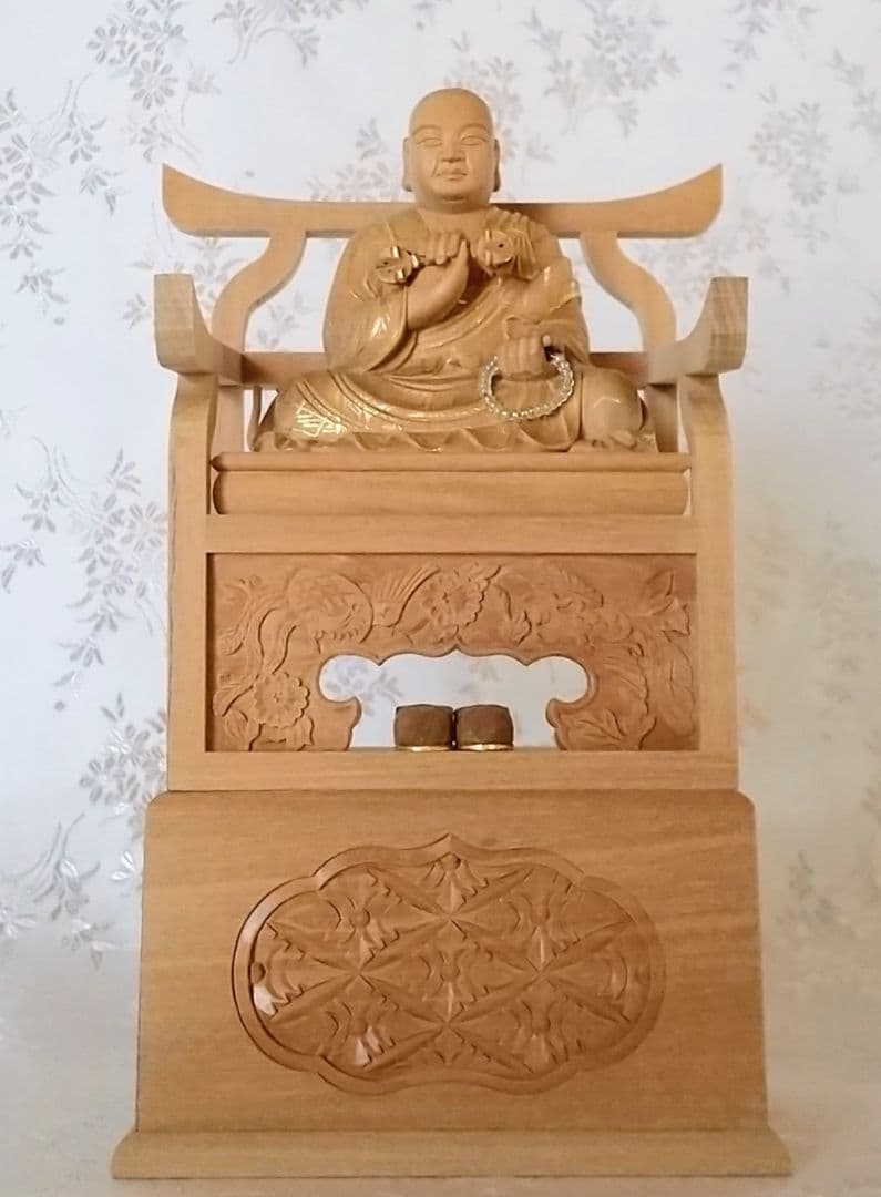 弘法大師坐像 空海 お大師さま 2寸#030 ◆白檀 木彫 仏像