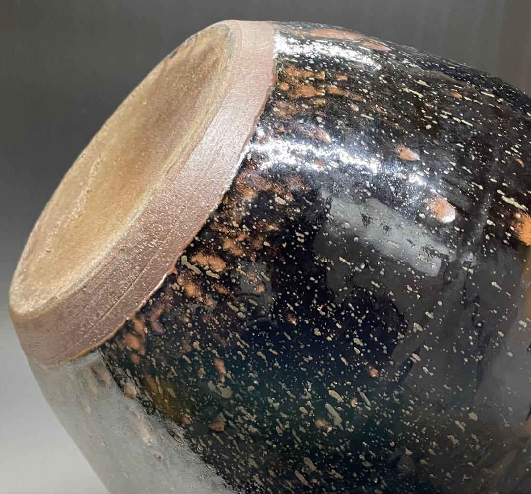 丹波焼　丹泉窯　四耳壺　葉茶壺　特大40cm 　e9033