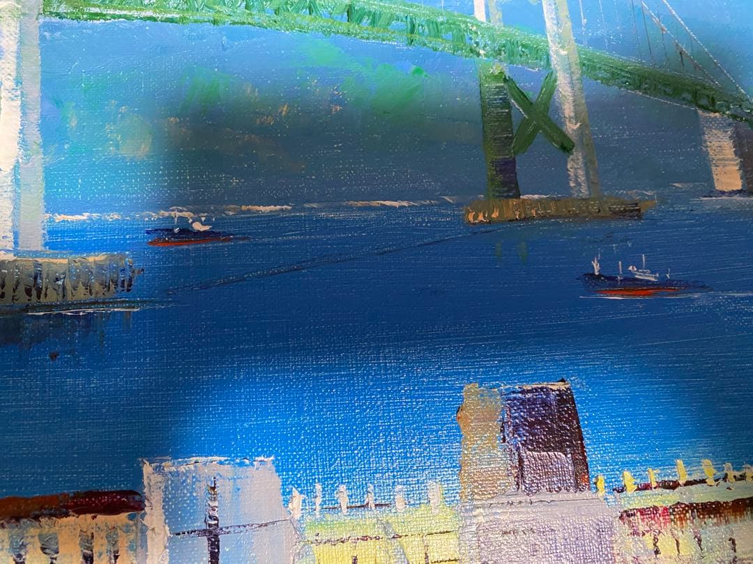 油彩画 明石大橋 小林幸三 F10