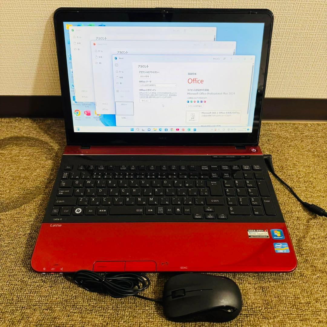 S320 NECノートパソコン i7メモリ8G高速SSD WEBカメラWin11