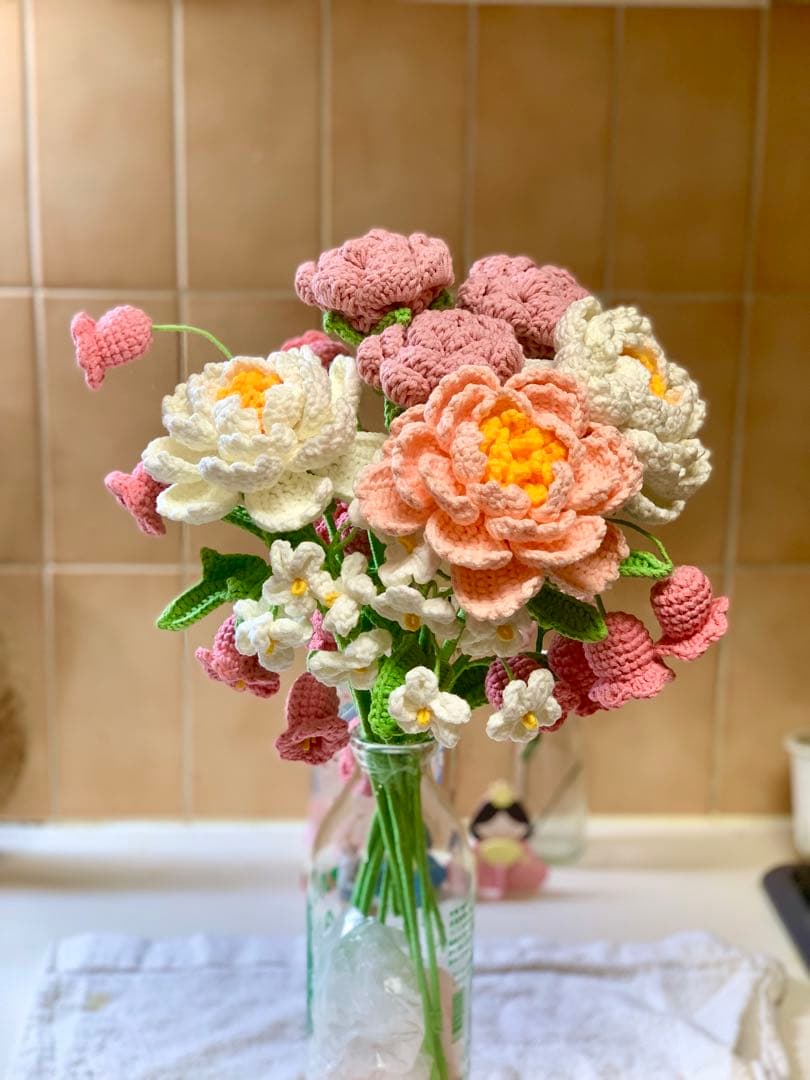 母の日ギフト♡かぎ針編みのフラワー花束（枯れない花）