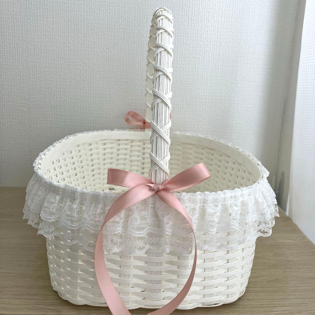 Sakura　特大白かご　ピンクリボン　2個