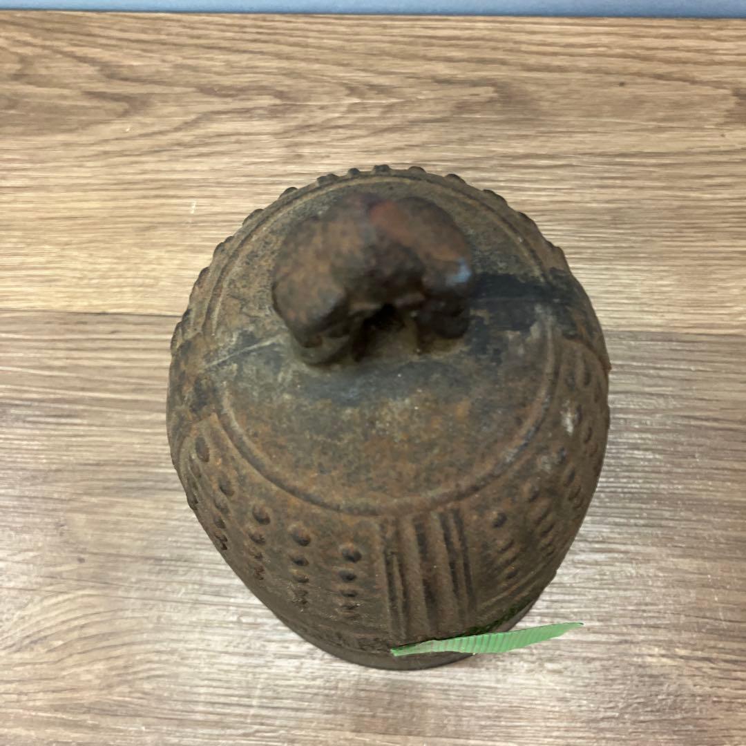 E-4 【稀少/重厚】消防記念品 鉄製 古い釣鐘 鋳物 寺院 アンティーク 置物
