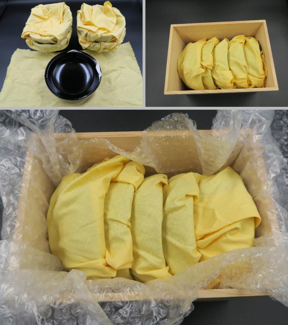 【輪島塗・美品】高級吸物椀 老梅蒔絵 堅地仕上 木乾漆 五客揃 共箱