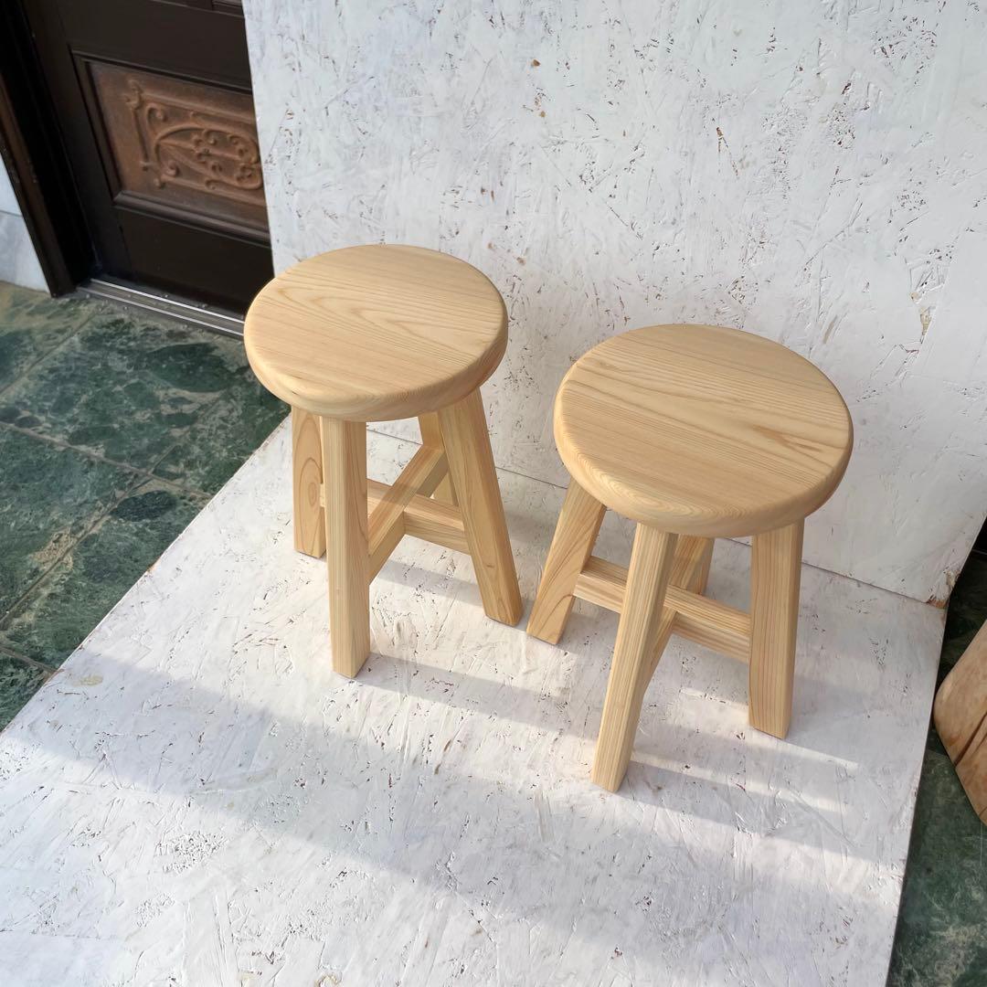 peace　国産ひのき　丸椅子　木製スツール　2脚