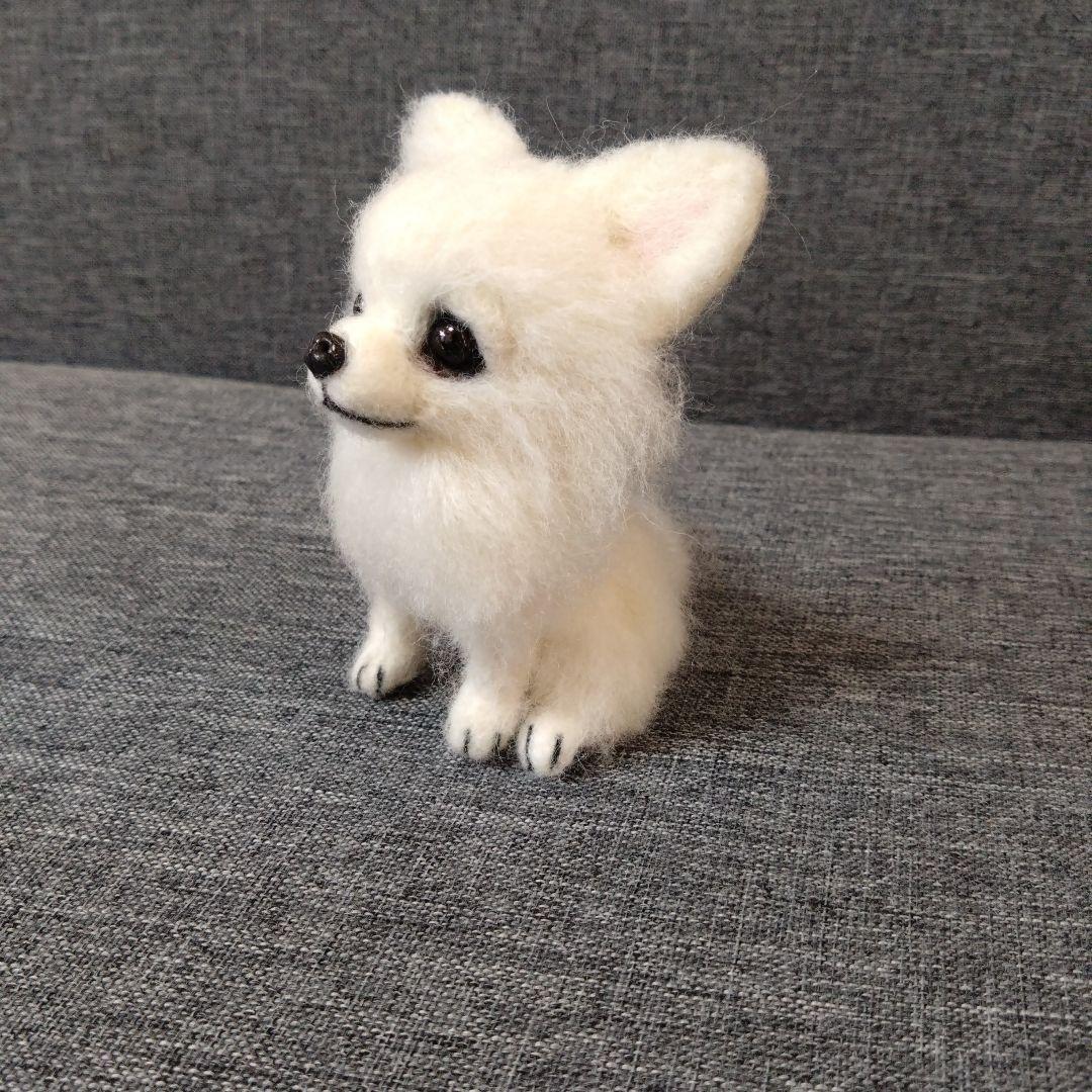 羊毛フェルト チワワ ホワイト　ハンドメイド　犬