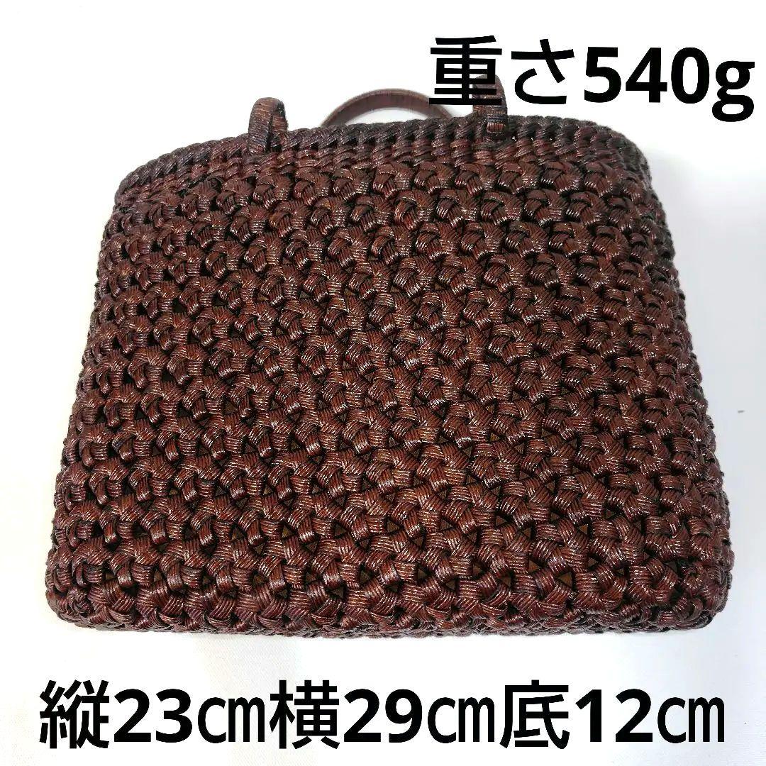 クラフトで作った山葡萄風花結び編みかごバッグ