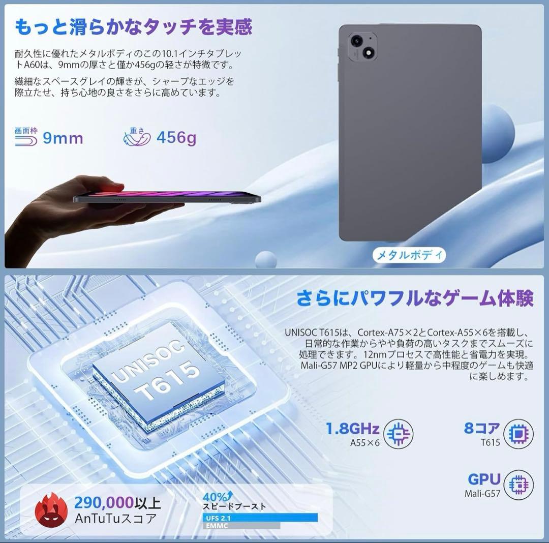 タブレット 10インチ 2025高性能モデル 16GB+128GB+1TB-TF