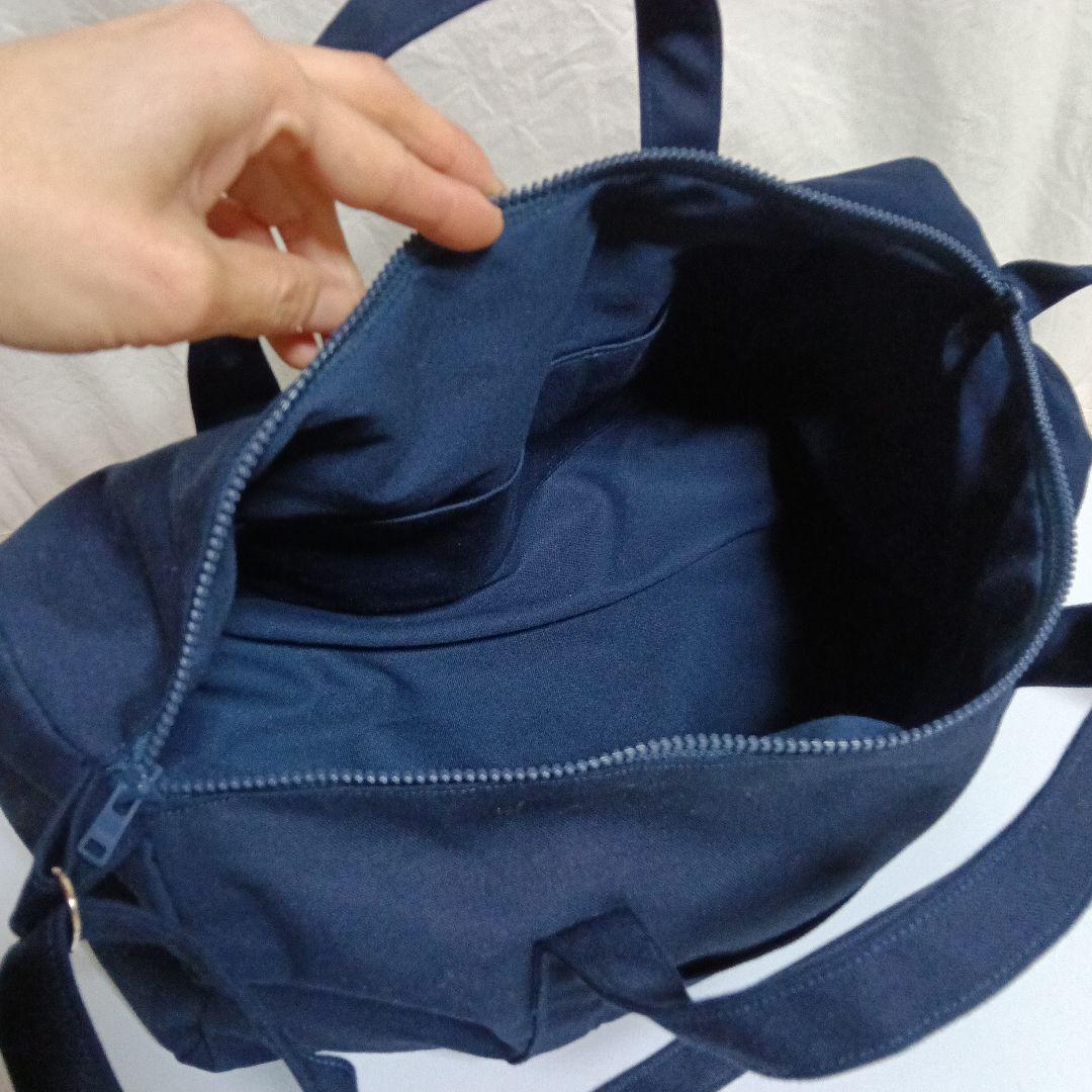 受注製作／ハンドメイド【普段使いのボストンバッグ】ネイビー／11号帆布
