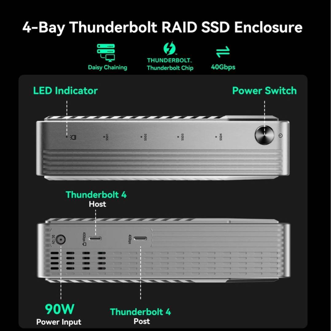 Acasis Thunderbolt 4/3 M.2 4 Bay SSDケース