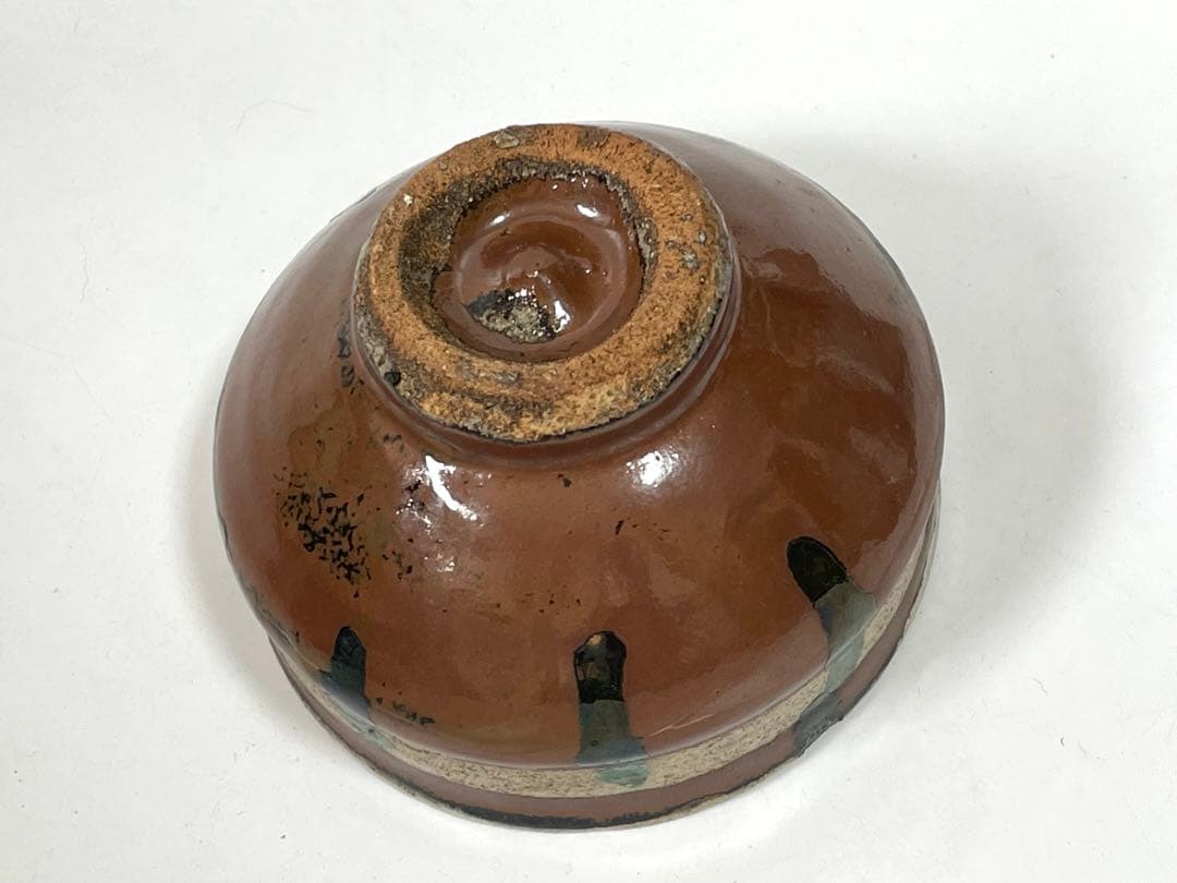 陶芸家　作家物　作者不明　濱田庄司　？　赤絵　柿釉青差　茶碗　抹茶碗　民芸　益子