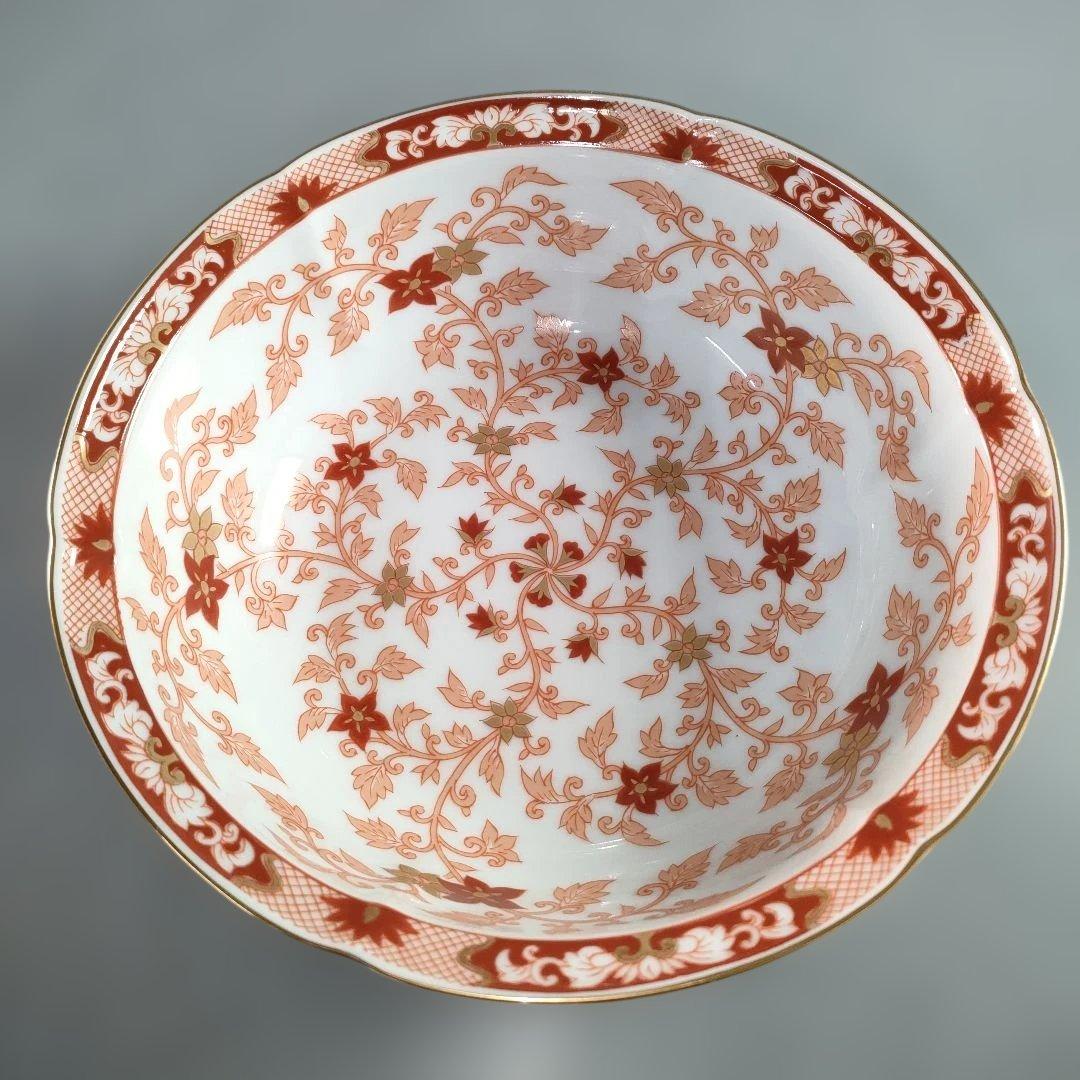 A1346-5/有田焼/其泉 作/金彩赤絵朱唐草文サラダボール3客/懐石道具/