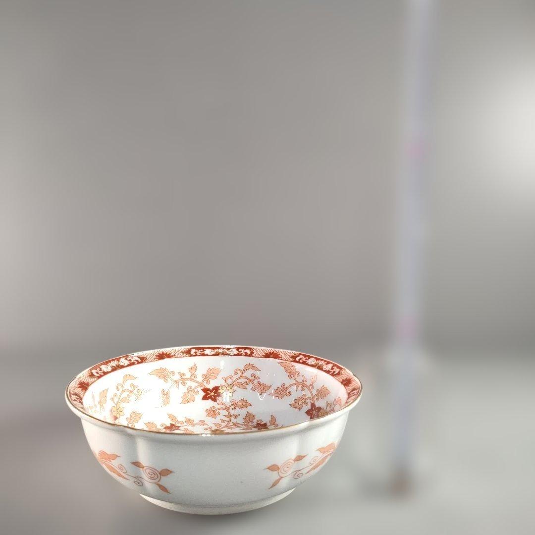 A1346-5/有田焼/其泉 作/金彩赤絵朱唐草文サラダボール3客/懐石道具/