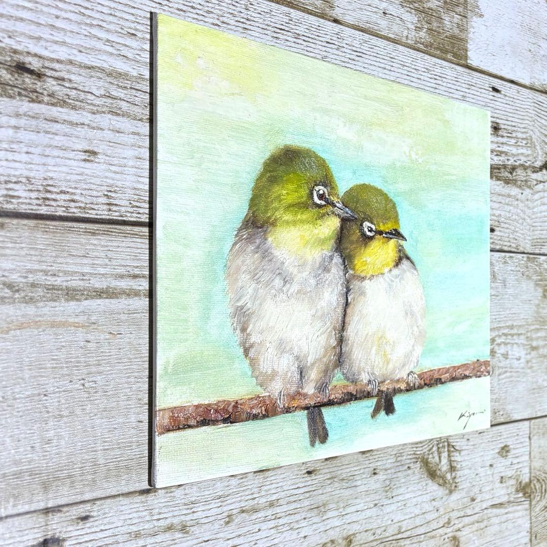 メジロ　【油絵】　20.32cm×25.4cm