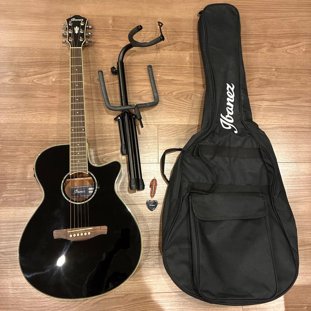 美品 Ibanez アイバニーズ エレアコ AEG10II 黒 ギター おまけ付