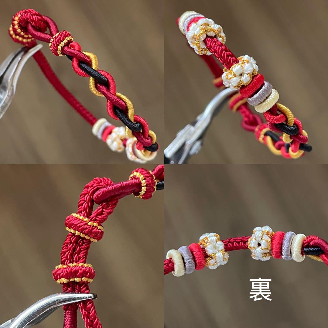 専用ミサンガブレスレット（濃い赤、濃い緑、明るい緑、濃い青、明るい青 )5セット