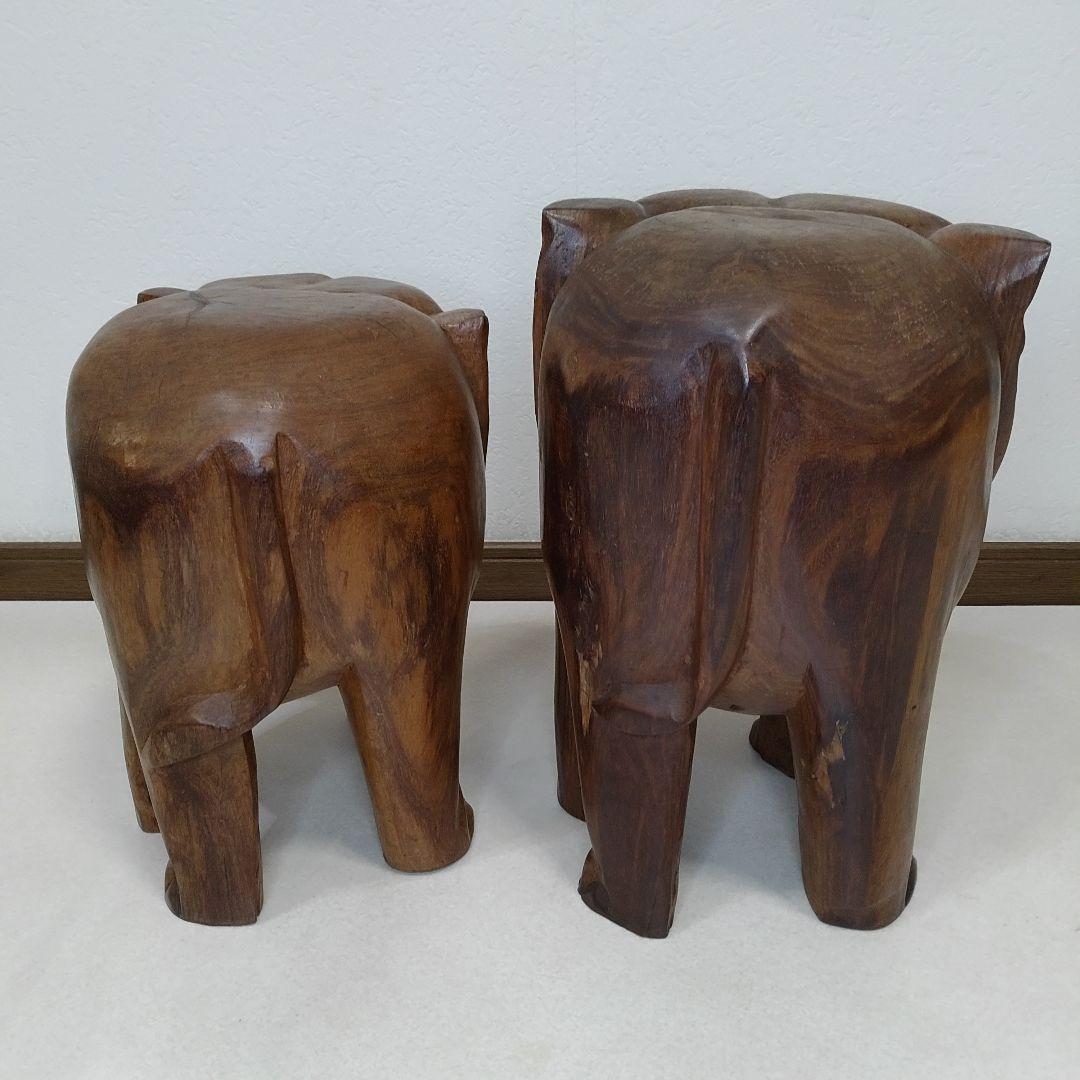 2セット Elephant stool エレファントスツール 象 木製 送料無料