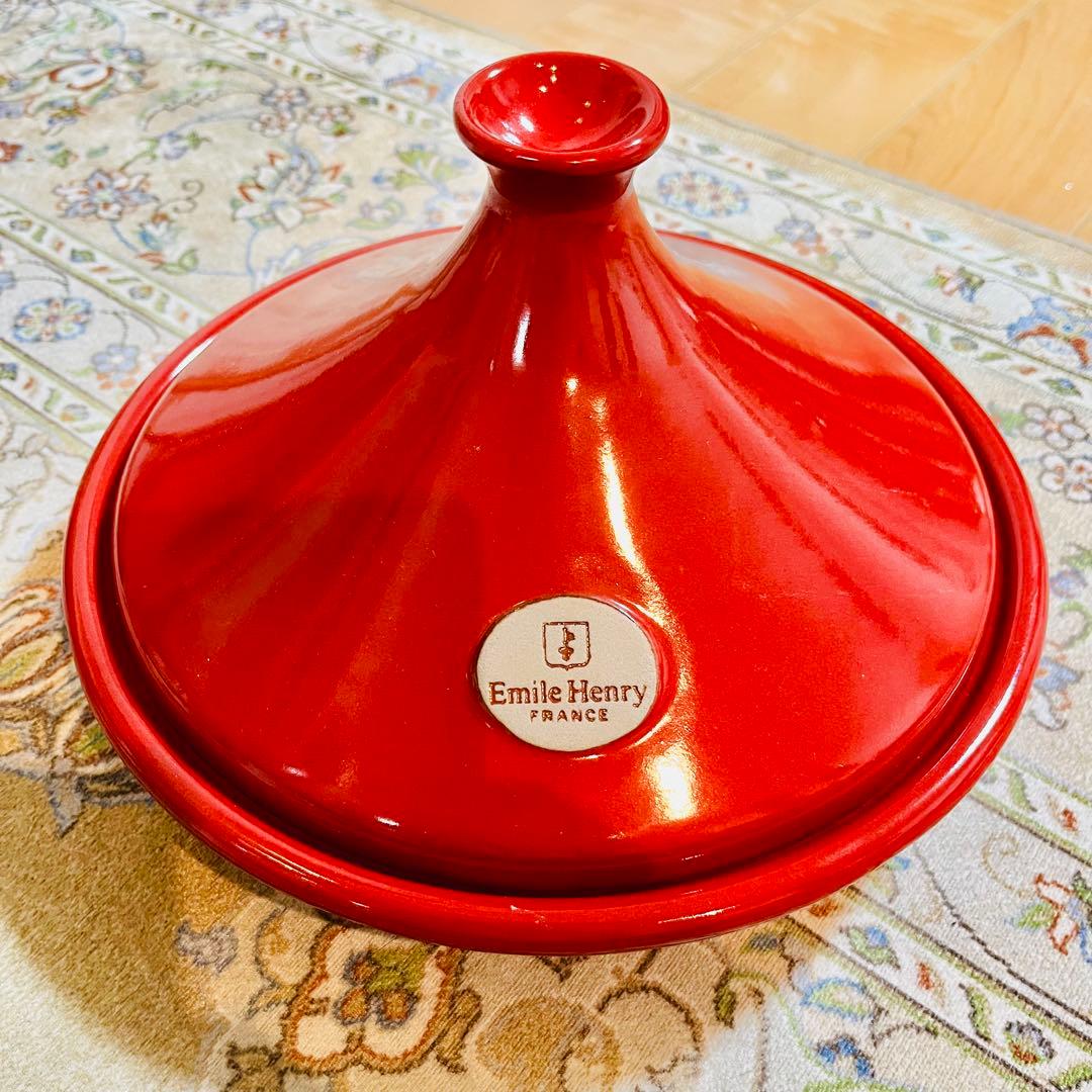 【未使用級・極美品】 Emile Henry 赤 タジン鍋 26cm 取説付き