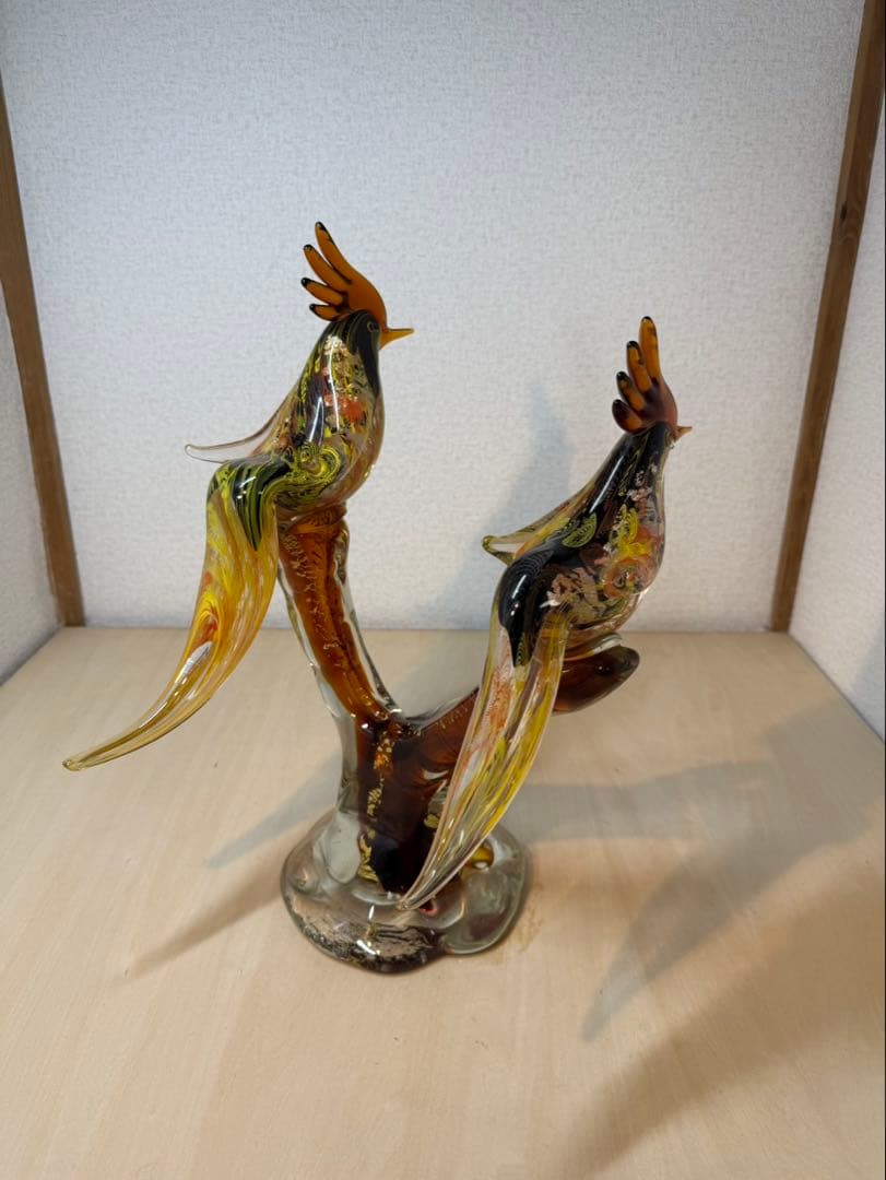 ガラス製の鳥　置物