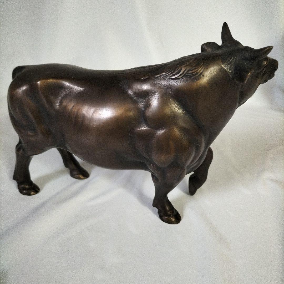 銅製 牛の置物 木箱付き 約15cm
