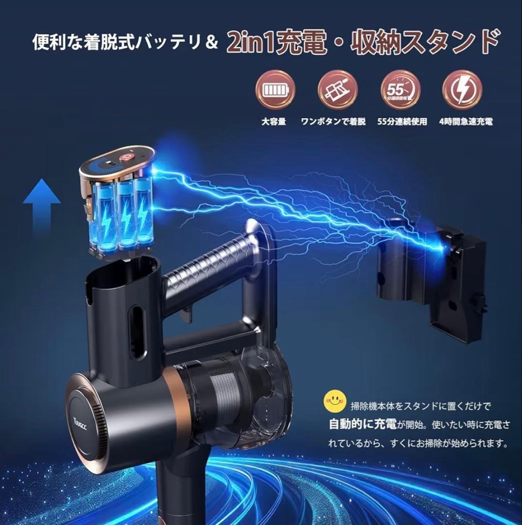 【新品未使用】 コードレス掃除機 70Kpa 550W 自立式 グリーンLED