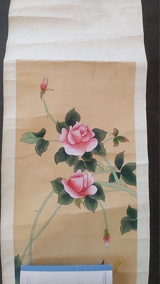 中国絵画 絹本彩色 花鳥図 掛け軸 アンティーク 中国美術 唐物