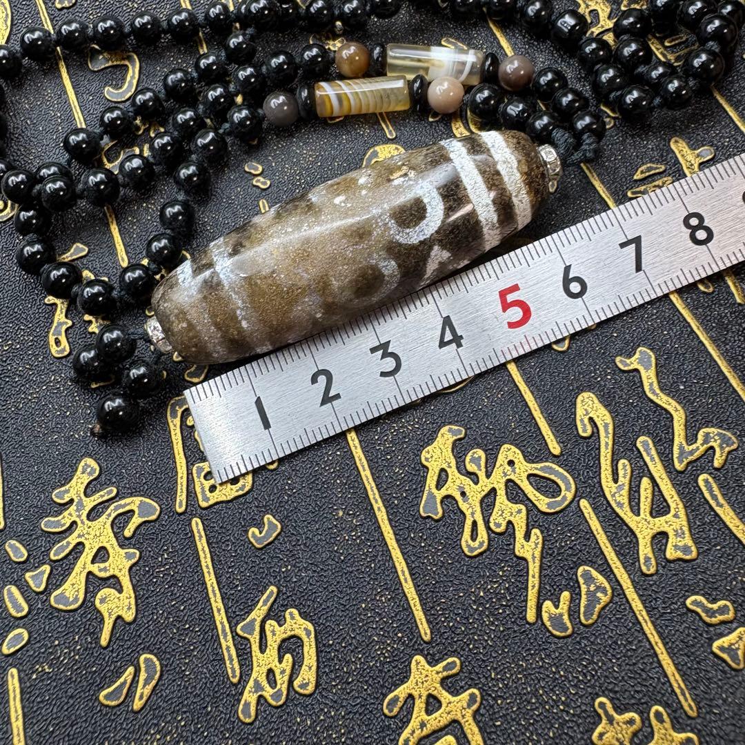 祥云七眼天珠 レア模様　風化 黑朱砂天珠 ネックレス