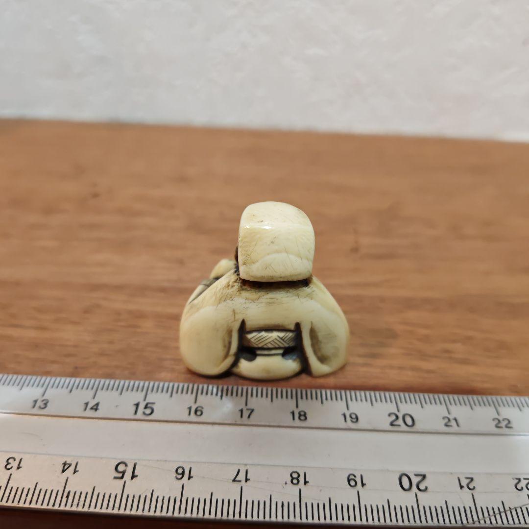 時代提物 根付 天然素材 在銘【亀仙人】高3.6cm幅3.5cm重20ｇ☆縁起物