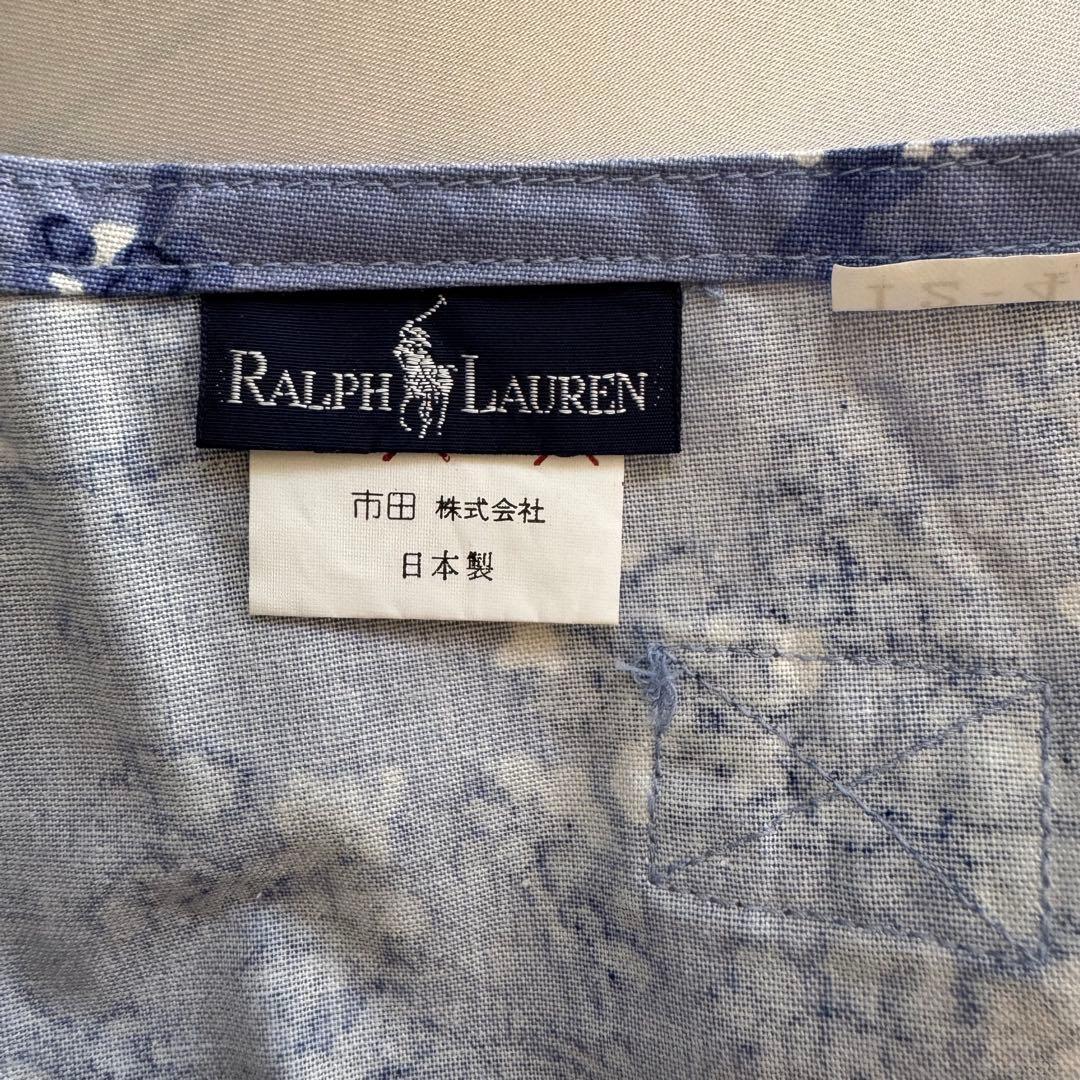 美品　RALPH LAUREN 花柄コットンエプロン 前開きボタン付き