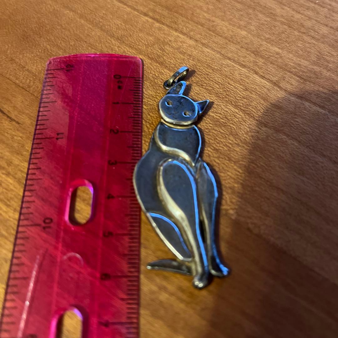 猫型　シルバー ペンダント　アクセサリー作家さんハンドメイド