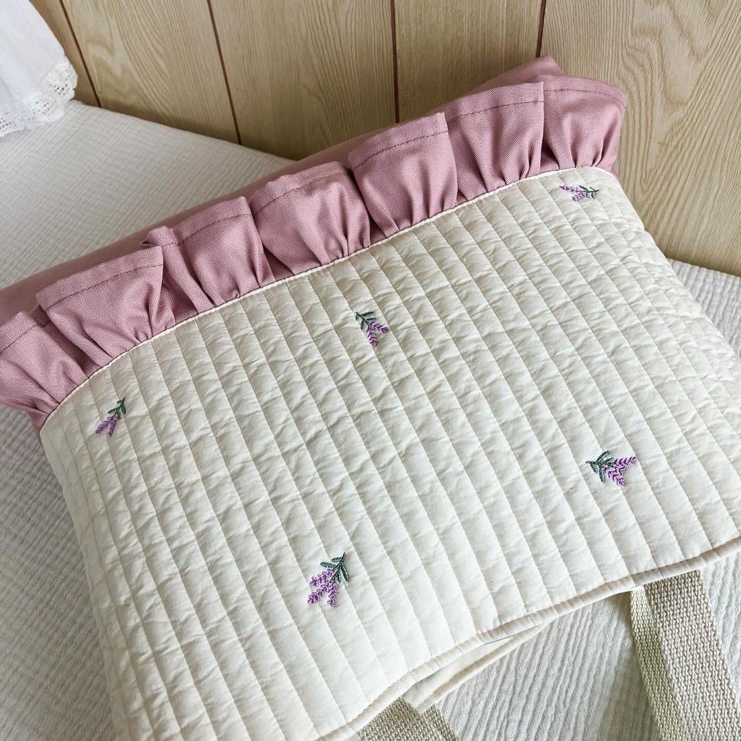 ヌビ　A4 トート　レッスンバッグ　ピンク　イブル　ラベンダー　花　紫　パープル